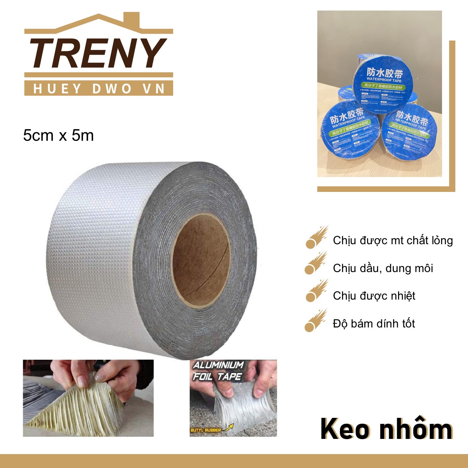 Băng keo siêu dính đa năng giấy nhôm chống thấm cho tất cả các bề mặt, chịu nhiệt tốt,miếng vá các loại lỗ thủng,keo dán