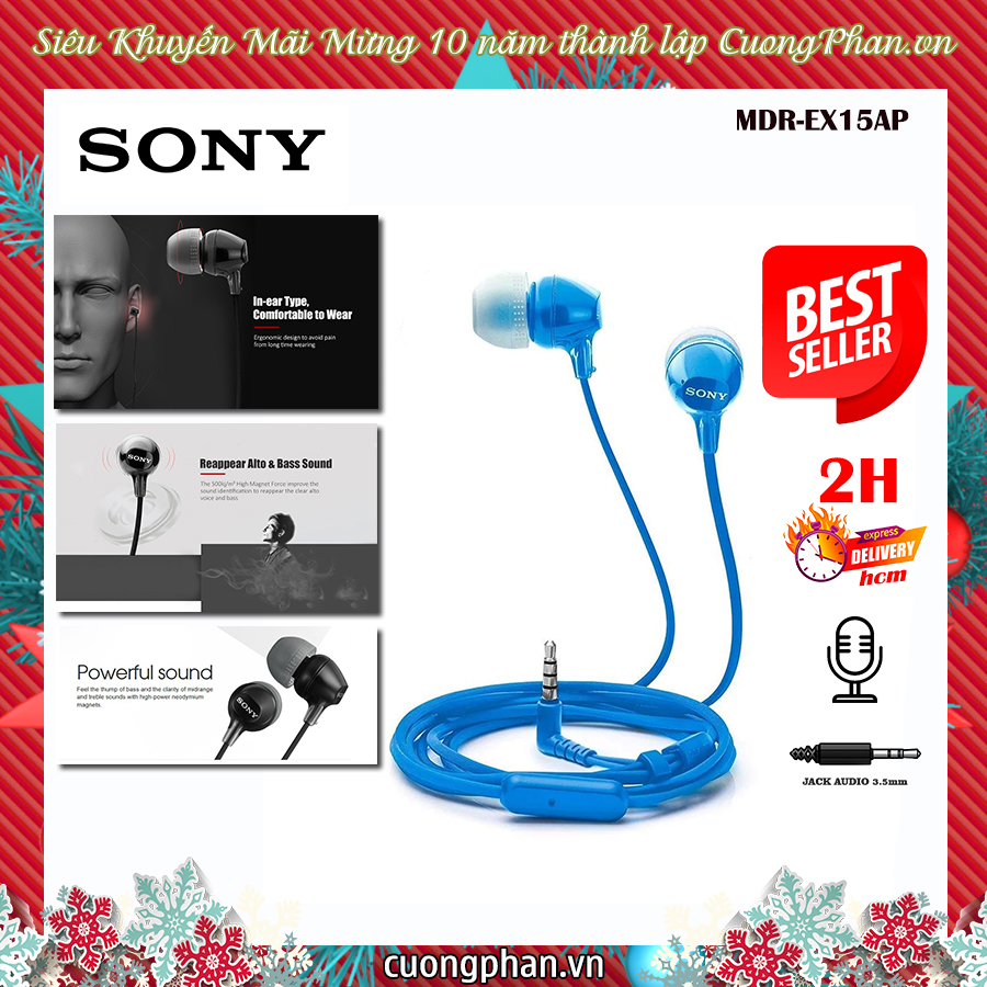 Tai Nghe Nhét Tai Có Mic Sony EX15AP - Hàng Chính Hãng Sony Việt Nam