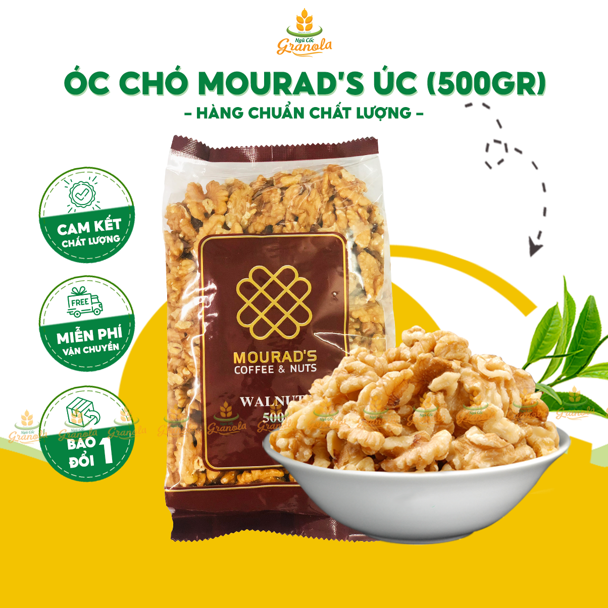 Nhân óc chó úc - hạt óc chó úc tách sẵn vỏ mourad's 500g -
