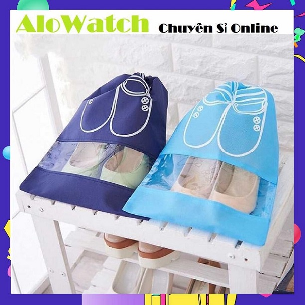 Túi Đựng Giày Dép Có Dây Rút,, Chống Bụi, Chất Liệu Vải Không Dệt, Có Lớp Nhựa Trong Suốt Tiện Lợi ( size 43 x 32 ) Loại Lớn