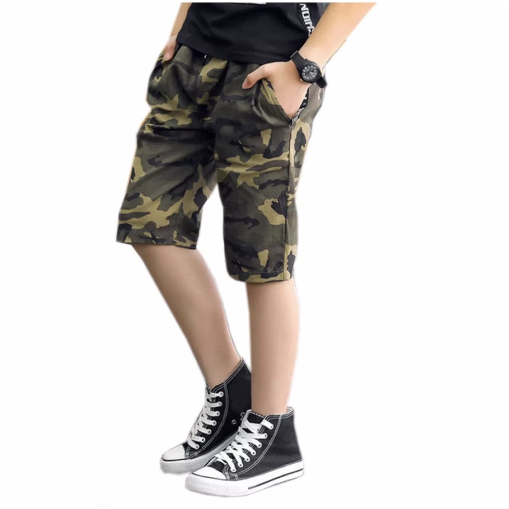 Quần short lững rằn ri lính nam chất liệu kaki thời trang