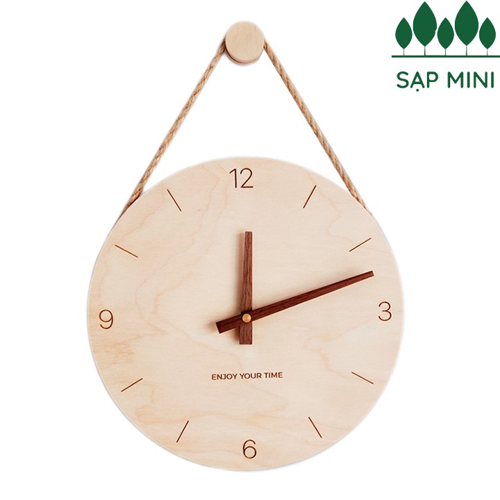 Đồng hồ gỗ treo tường phong cách Vintage cực đẹp, có dây móc treo, tặng kèm pin