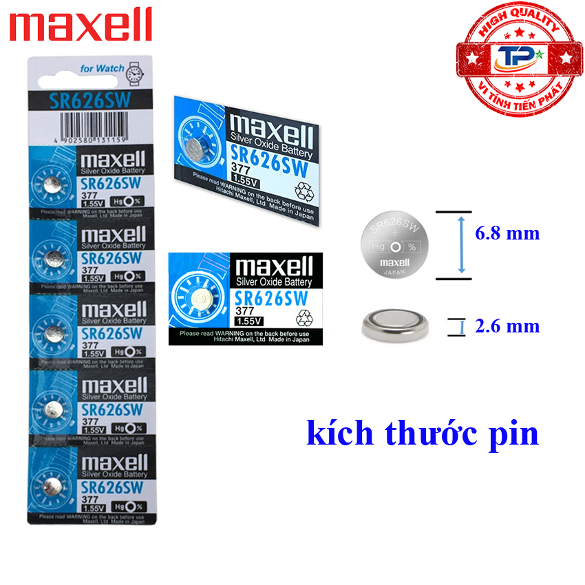 Vỉ 1 viên Pin đồng hồ đeo tay AG4 LR66 LR626 SR626SW 377 Maxell Sliver Oxide battery 1.55V - Pin nút áo 2