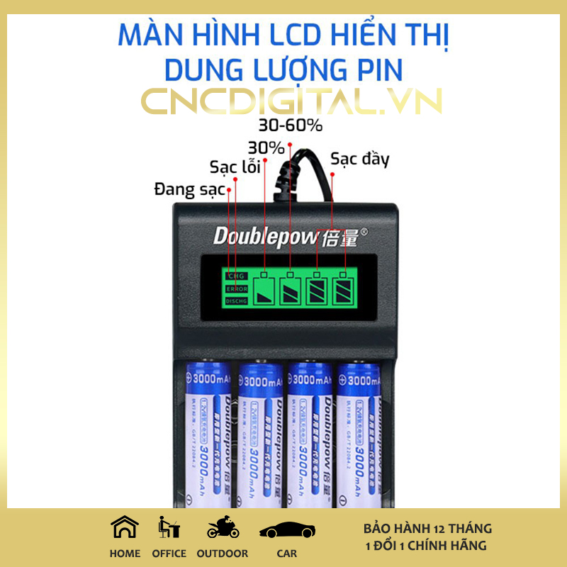 Bộ sạc pin aa / aaa tự ngắt đa năng doublepow cao cấp uk93b có đèn báo pin đầy - pin sạc micro không dây - pin đồ chơi điện tử - pin tiểu sạc dung lượng cao - pin micro loa kẹo kéo - pin chuột không dây
