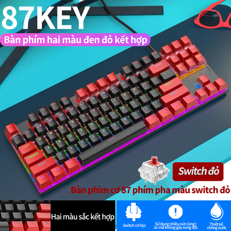 Bàn Phím Cơ Chuyên Game-Bàn Phím Cơ Máy Tính K550 Pro Led RGB -Bảo hành,Blue Switch Có 10 Chế Độ Màu