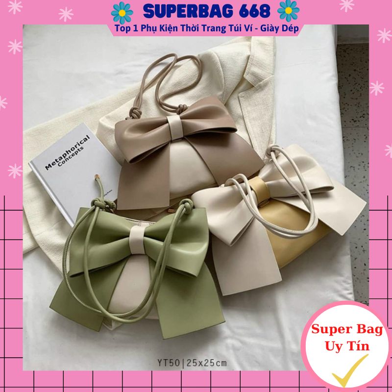 Túi đeo chéo - Túi nữ xinh đeo vai kẹp nách phối hình nơ xinh xắn superbag 388