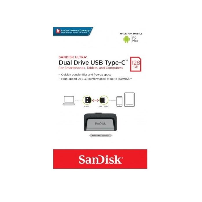 USB OTG Sandisk Ultra Dual Type-C 3.1 128GB 150MB/s (Bạc) - Nhất Tín Computer