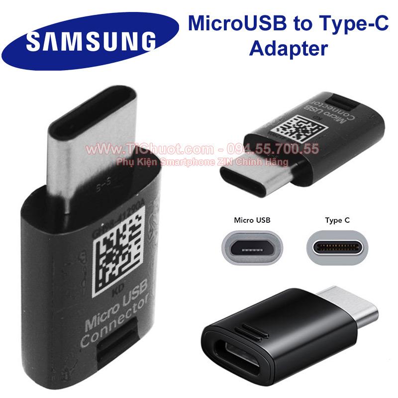 Đầu chuyển đổi Micro USB sang USB Type C dành cho Samsung ( đen ), đầu chuyển micro usb sang type c, cáp micro usb,