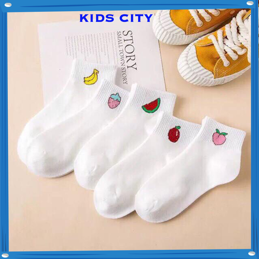 COMBO 5 ĐÔI TẤT VỚ TRẮNG TRÁI CÂY