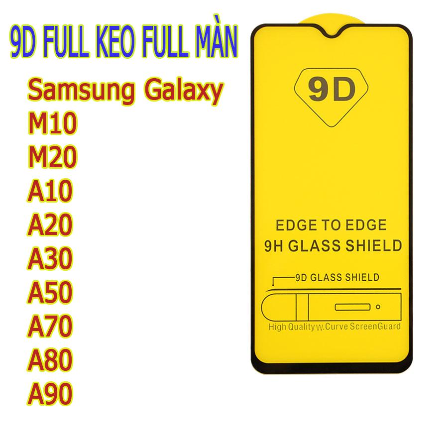 Kính cường lực 9D samsung Galaxy M10, M20, A10, A20, A30, A50,A70, A80, A90 Đen