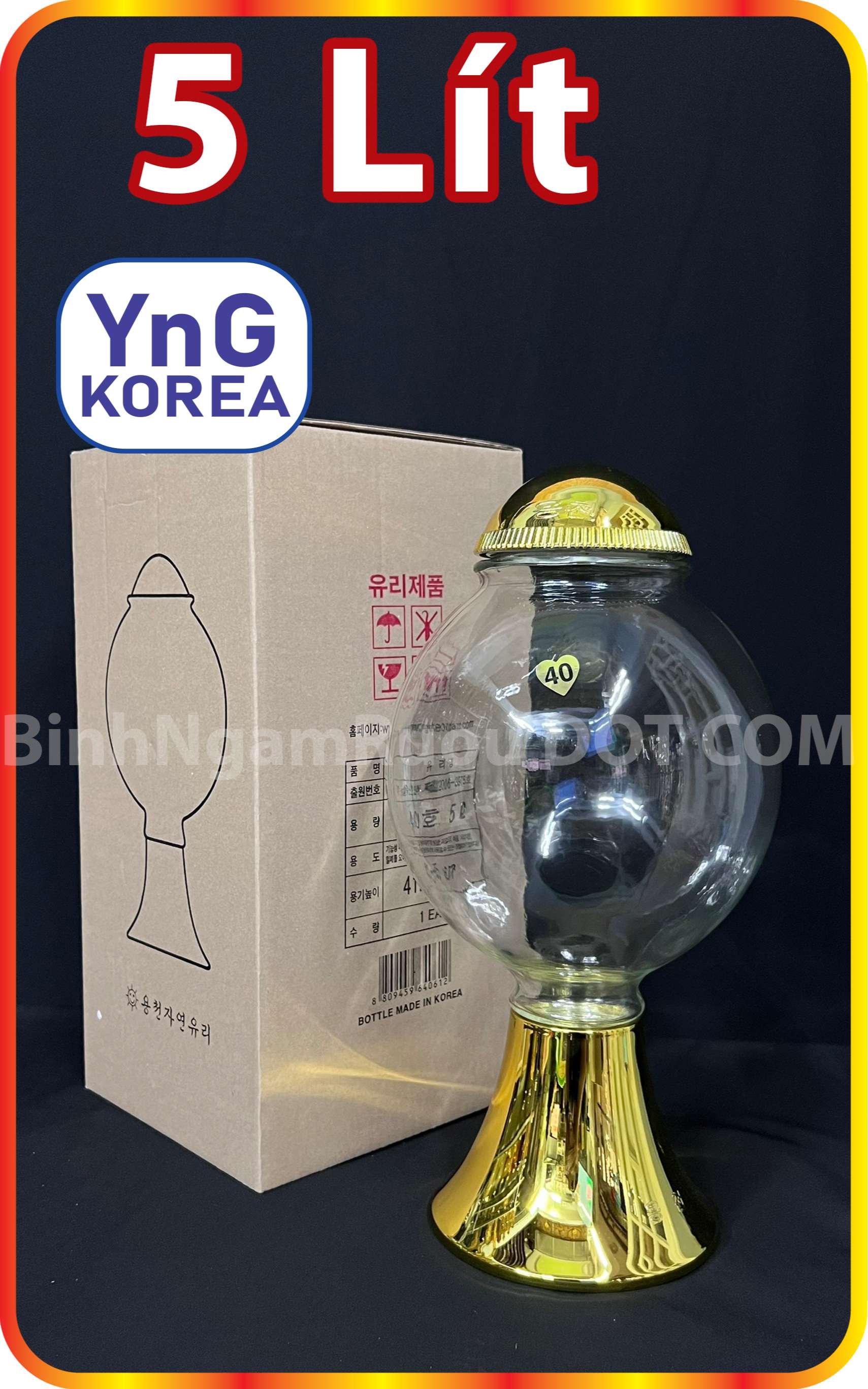 Bình thủy tinh hàn quốc yongcheon n.40 - 5 lít - đẳng cấp - sang trọng