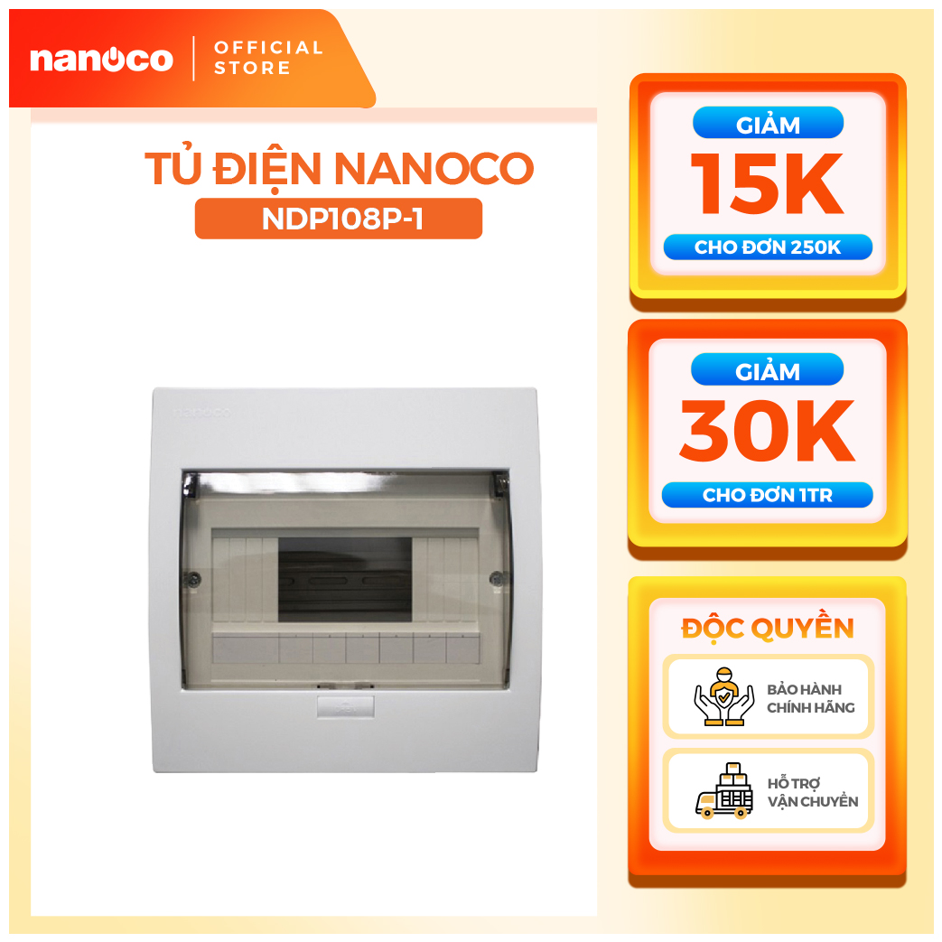 Tủ điện âm tường nanoco model ndp104p-1/ ndp108p-1