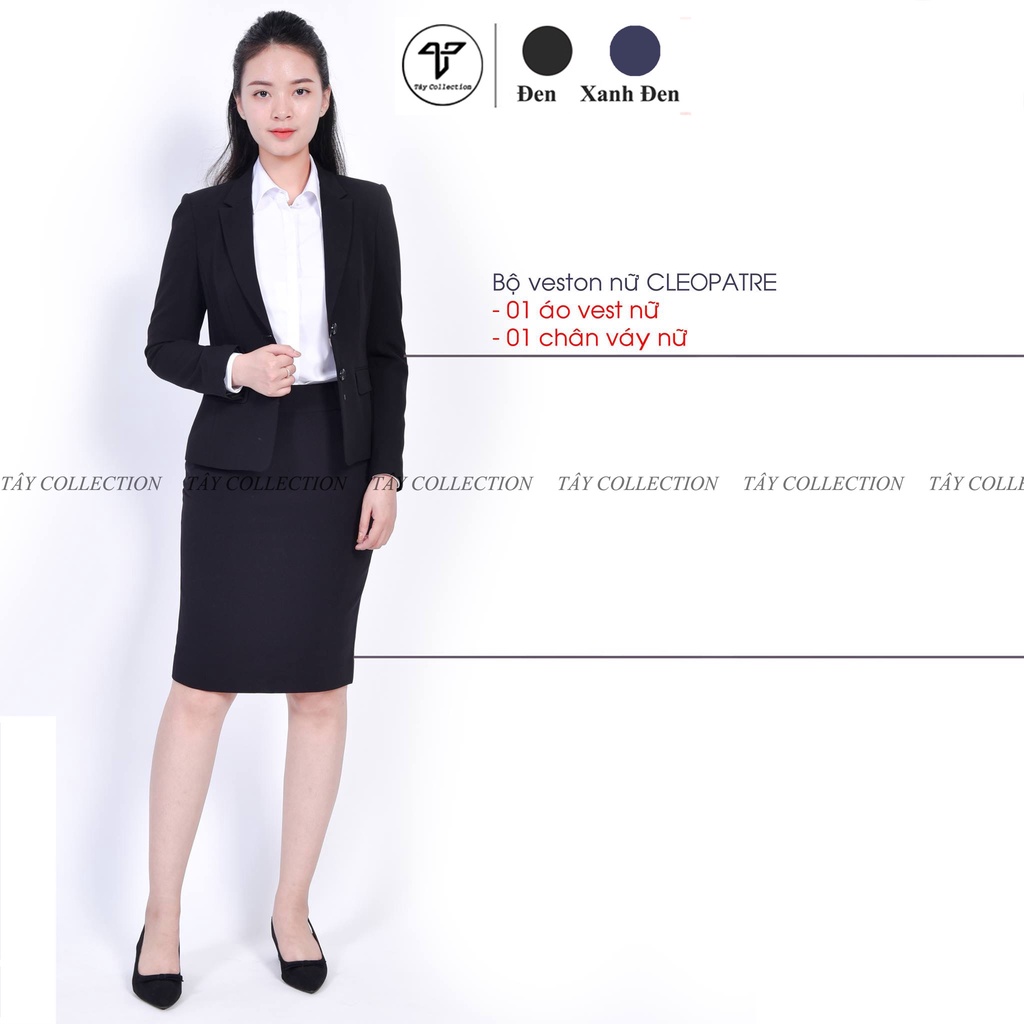 Bộ vest chân váy 2 lớp cao cấp tây collection, vải đẹp, may kĩ, form ôm tôn dáng