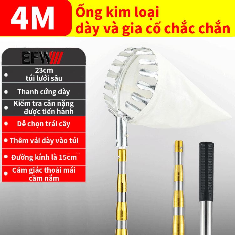 *Việc hái trái cây ở độ cao không khó*vợt hái trái cây 4/6/10 m  rút gọn tiện lợi. trên cao kim loại inox siêu chắc hái trái cây dễ dàng