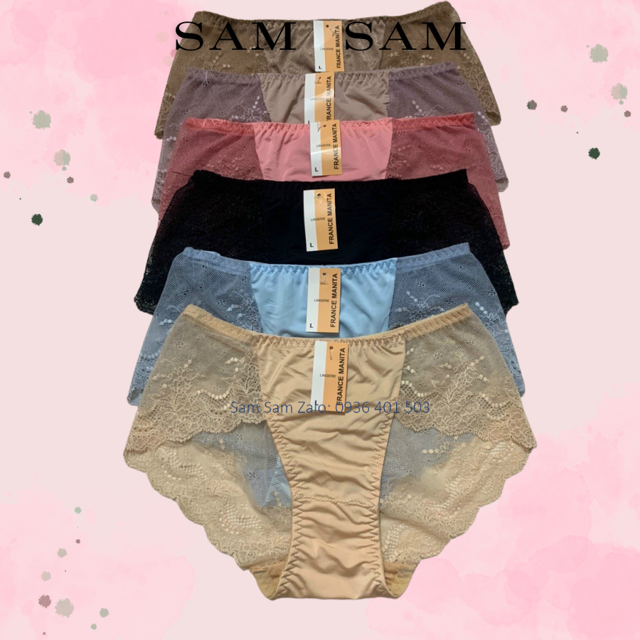 Quần lót thun lạnh ren đáy lót kháng khuẩn lưng cao bigsize từ 45~80kg