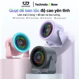 Quạt để bàn GOOJODOQ 2025 Quạt tốc độ cao để bàn- Im lặng turbo gió 100 tốc độ ,Màn hình kỹ thuật số LED ,Có thể treo tường ,Đèn chiếu sáng RGB
