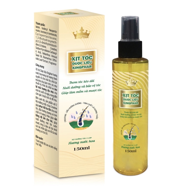 Xịt dưỡng tóc dược liệu kingphar hương nước hoa - Giúp tóc kéo dài , nuôi dưỡng và bảo vệ tóc , giúp làm mềm và mượt tóc - lọ 150 ml