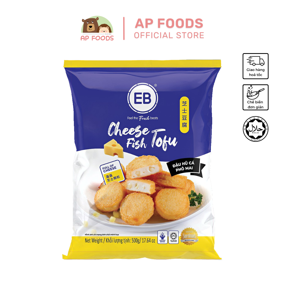 Đậu Hũ Cá Phô Mai EB Malaysia 500g - Cheese Fish Tofu EB - Viên Thả Lẩu Malaysia