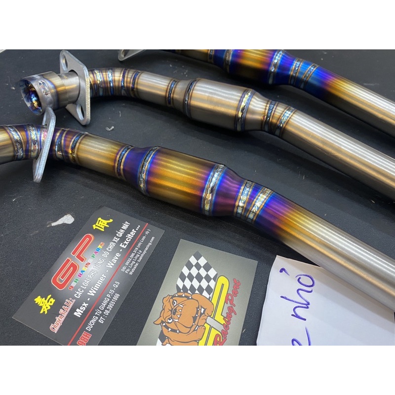 Cổ pô titan gr5 ptitanium bầu hơi xoắn và thẳng cho honda super cub 125 2020