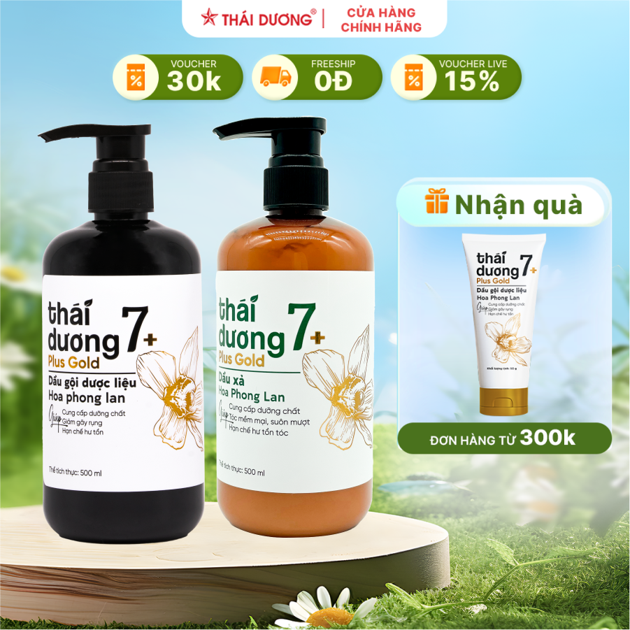 Cặp gội - xả dược liệu Thái Dương 7 Plus Gold Hoa Phong Lan ( 100ml/250ml/500ml) - Sao Thái Dương