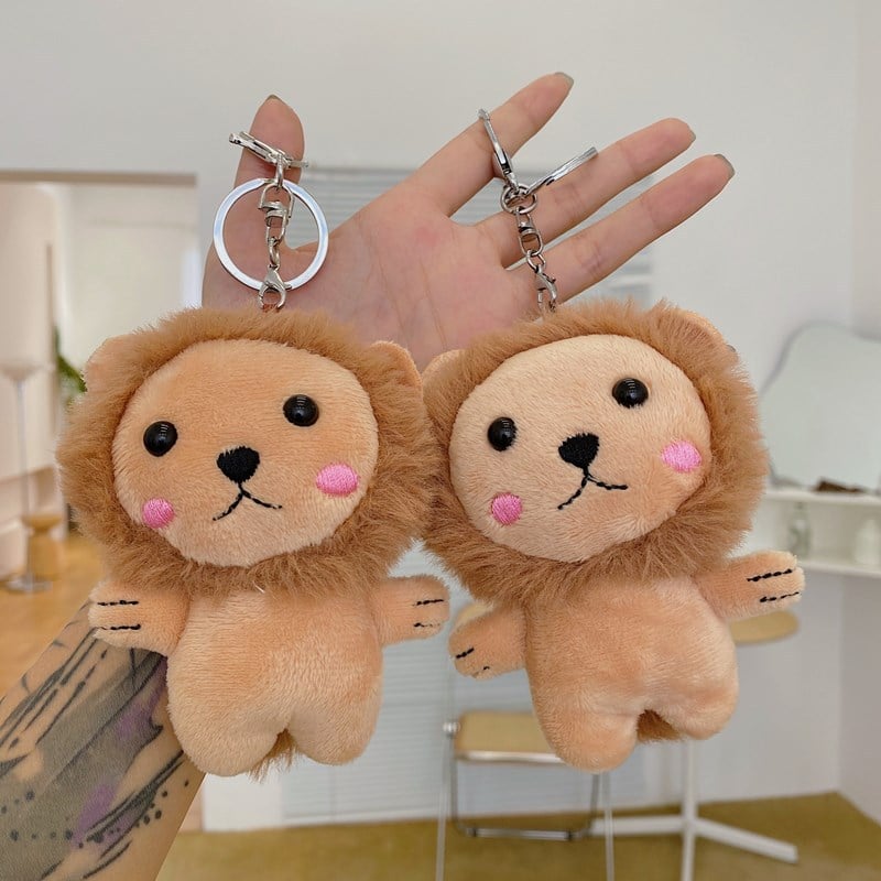 Móc khóa thú nhồi bông, móc chìa khoá keychain thú bông sư tử, gấu bông hình sư tử dễ thương