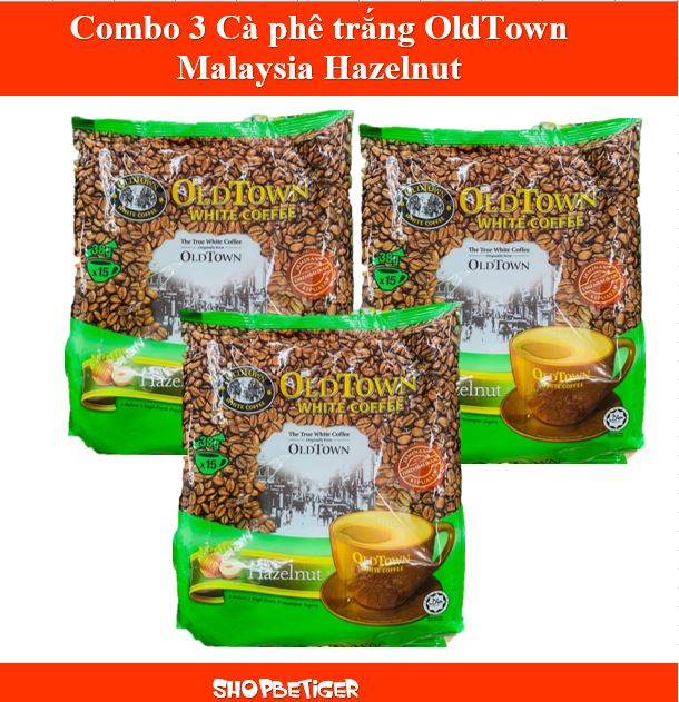 [HCM]Date 2024 Combo 3 bịch Cà phê trắng OldTown Malaysia Hazelnut hương hạt dẻ