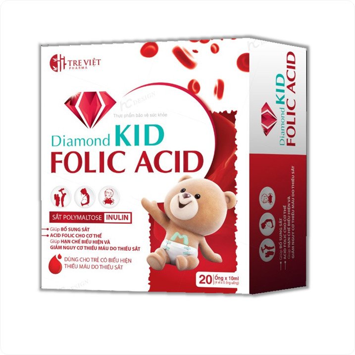 Siro Bổ Máu Diamond Kid Folic Acid giúp bổ sung sắt, giảm nguy cơ thiếu máu do thiếu sắt