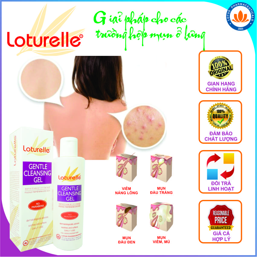 Loturelle Gentle Cleansing Gel – Gel tắm dịu êm cho da nhạy cảm hương thơm bền lâu hiệu quả cho trường hợp mụn trứng cá ở lưng & ngực – Lotus Pharmaceuticals