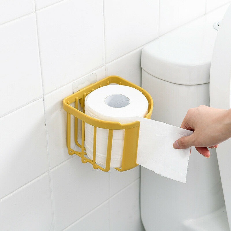Giá Treo Cuộn Giấy Vệ Sinh Gắn Tường Tiện Lợi Kệ Để Đồ Phòng Tắm Dạng Rổ Trụ Dán Tường Không Cần Khoan Vít