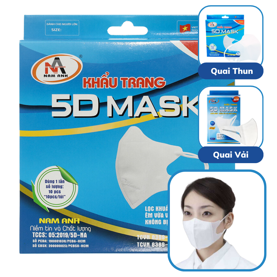 Khẩu trang 5D Mask Nam Anh - Hộp 10 cái