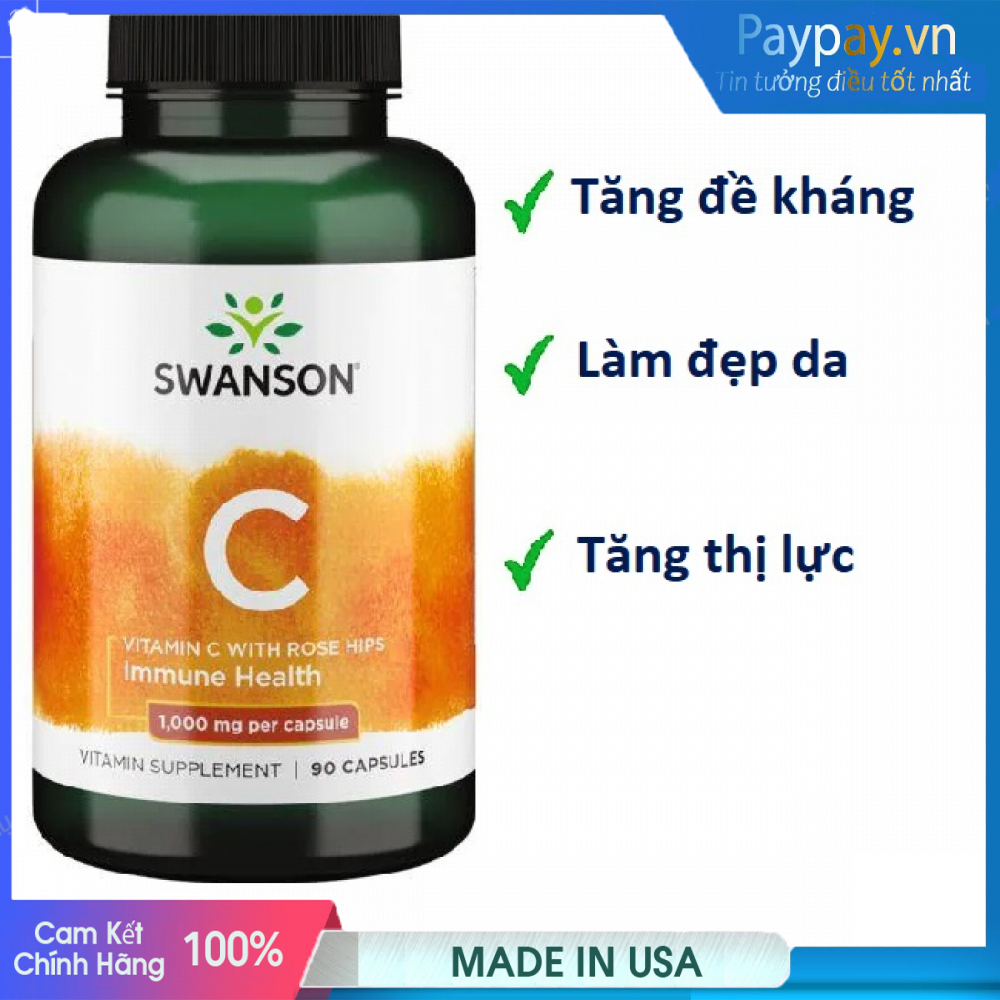 Viên uống hổ trợ nâng cao sức đề kháng cho cơ thể Swanson Vitamin C with