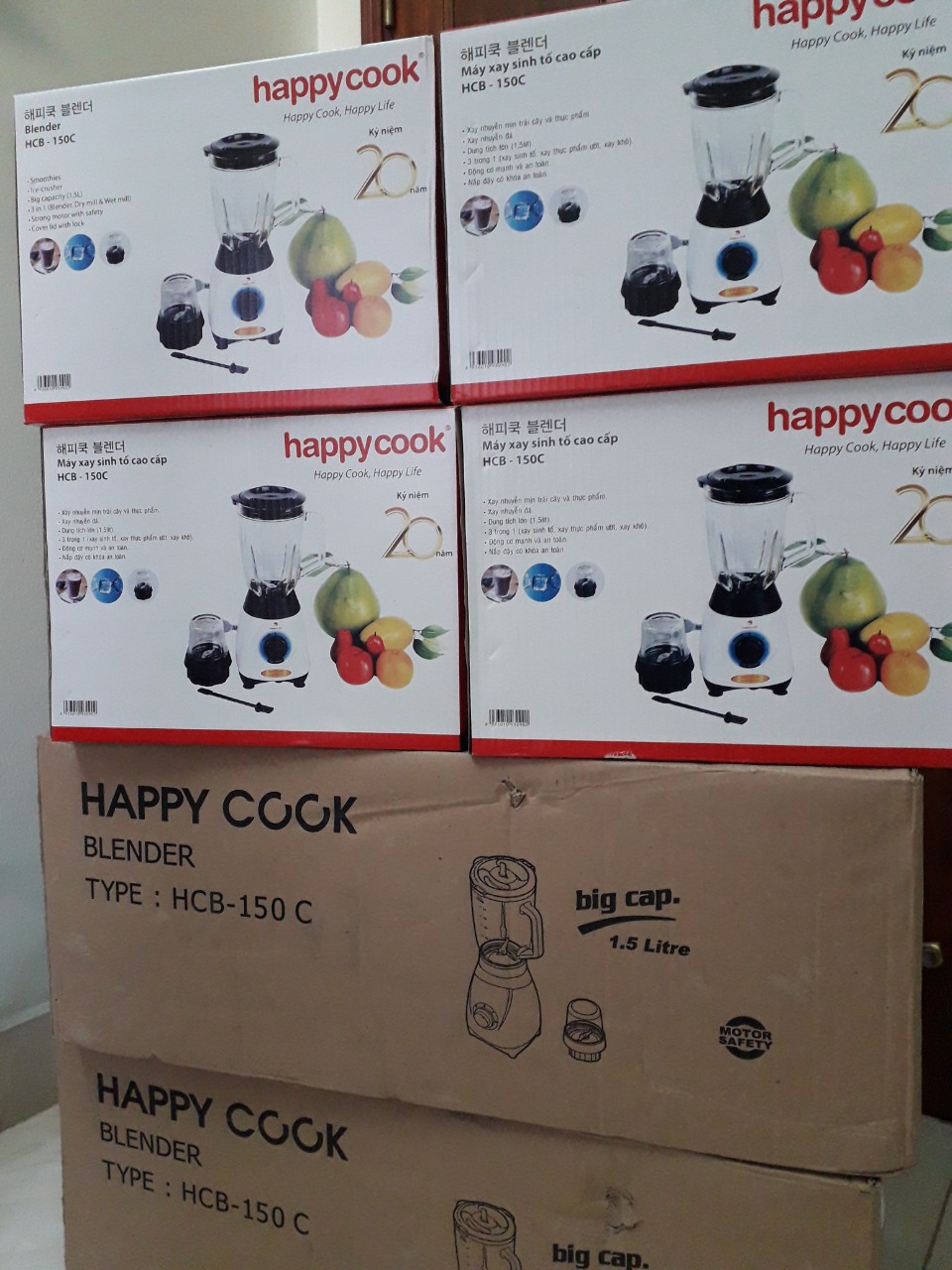 Máy xay sinh tố Happy Cook HCB - 150C 1.5L (2 cối)
