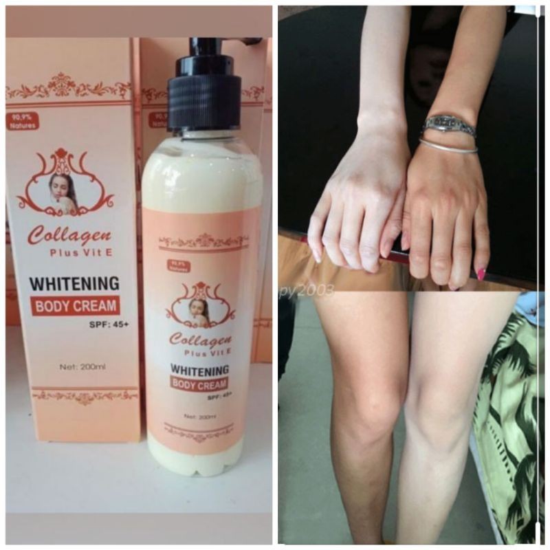 Kem dưỡng siêu trắng body Collagen Plus Vit E, xóa xạm đen đốm nâu trên da