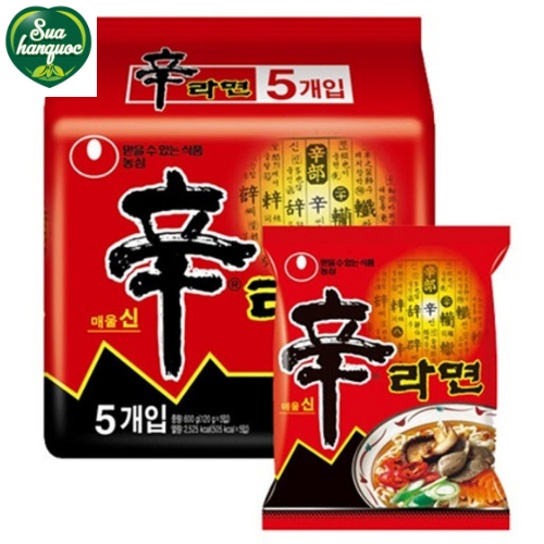 Lốc 5 Gói Mì Cay Hàn Quốc Shin Ramyun Nongshim (120g / Gói)