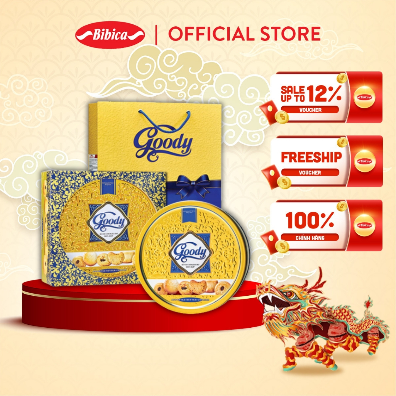 Bánh Goody Cao Cấp Bibica hộp thiếc 454g