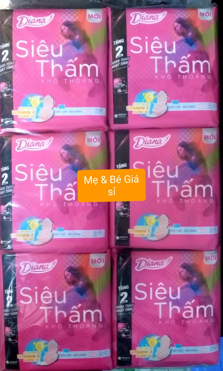 {TẶNG 2 MIẾNG THAN HOẠT TÍNH)- COMBO 6 GÓI DIANA SIÊU THẤM SIÊU MỎNG CÁNH 23CM (GÓI 8 MIẾNG)