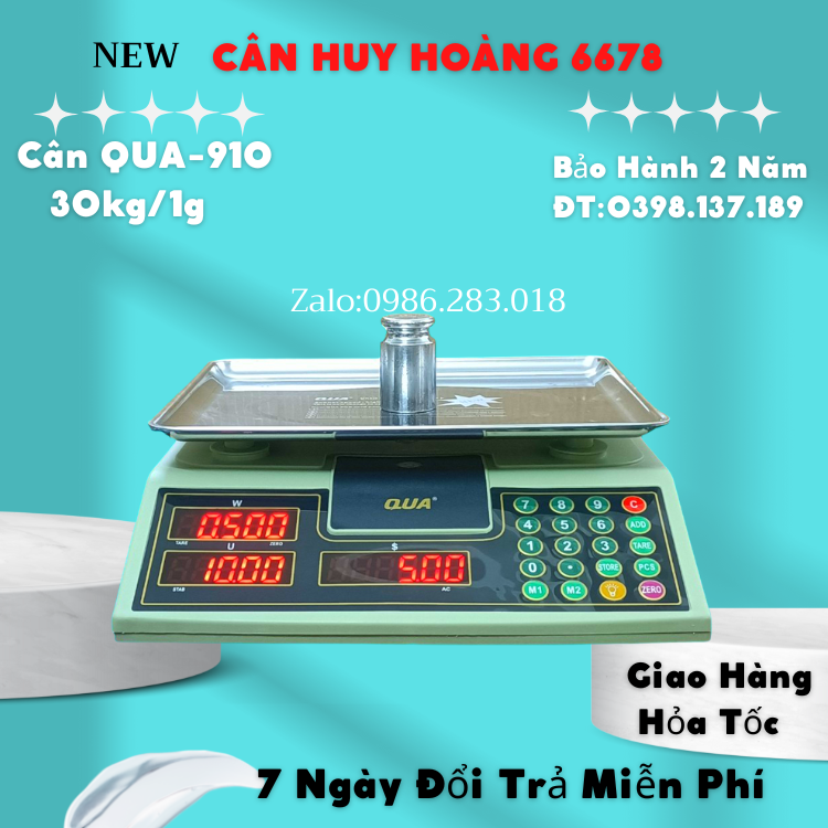Cân điện tử QUA 910( 30kg/1g ) tính tiền bán hàng siêu thị,tạp hóa bán thịt đếm số lượng (hàng đài loan)