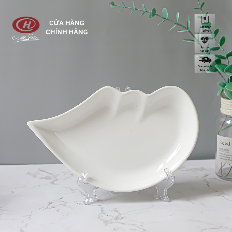 Đĩa Trái Tim 22cm x 15cm Sứ Minh Châu - Trắng Trơn