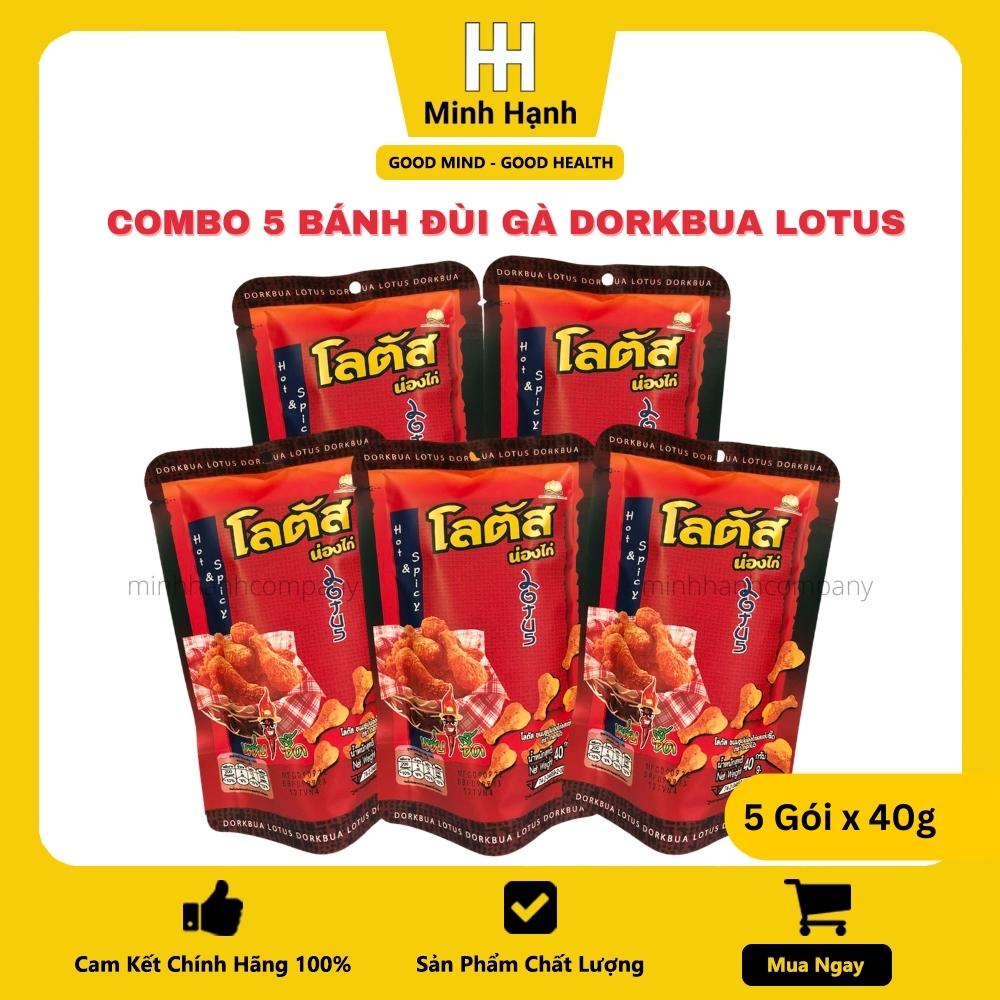 Combo 5 gói snack bim bim bánh que vị đùi gà cay 40gram gói dorkbua lotus nhập khẩu chính hãng từ thái lan