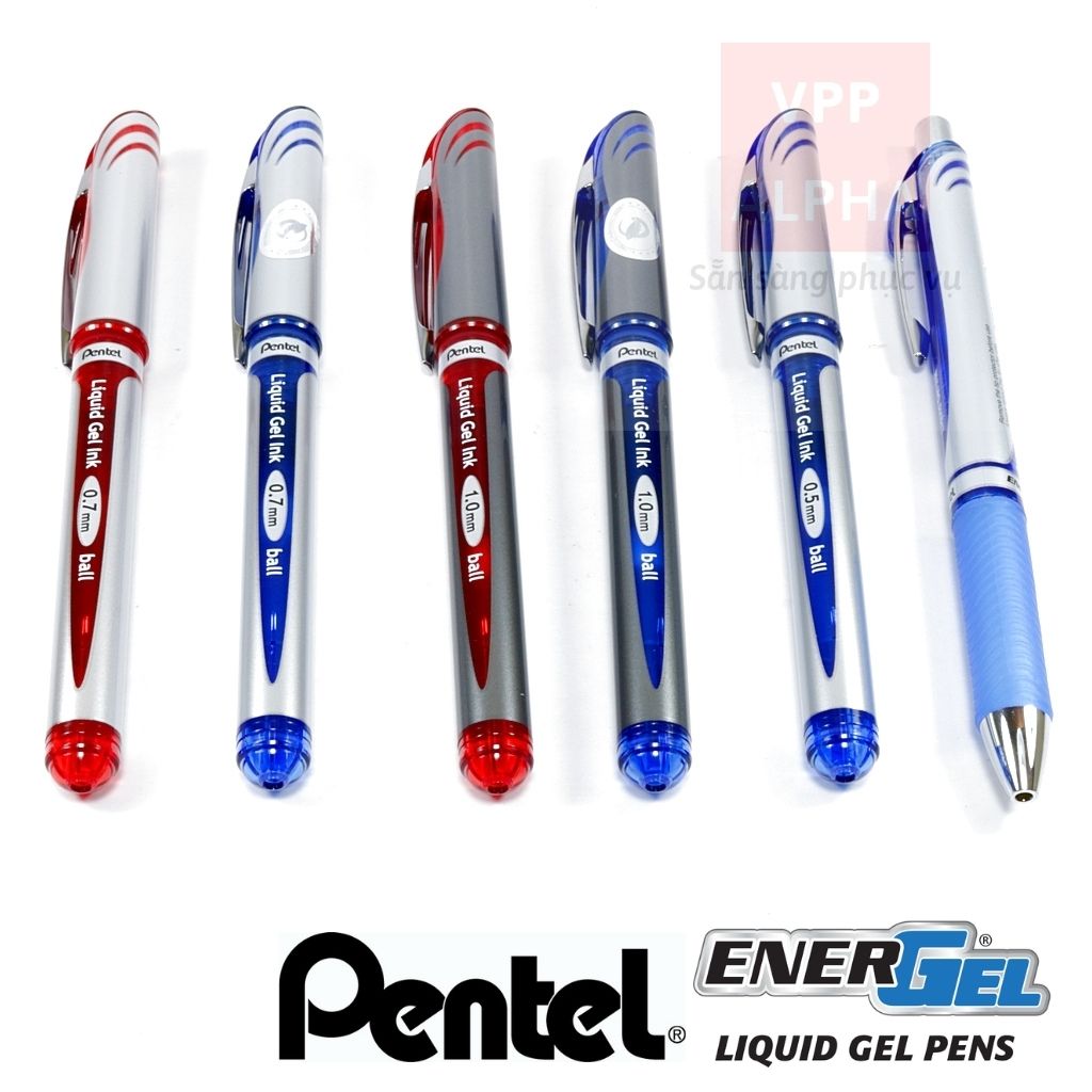 Bút ký tên/ viết mực gel Pentel Liquid Ink nét 0.5/ 0.7/ 1.0mm màu Xanh, Đỏ, Đen
