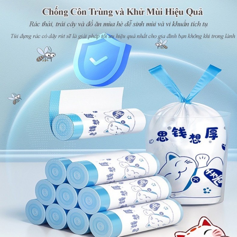 Túi Rác Dây Rút Có Quai Anrissen 45x50cm – Cuộn 110 Túi Siêu Dày, Chịu Nhiệt, Chống Côn Trùng