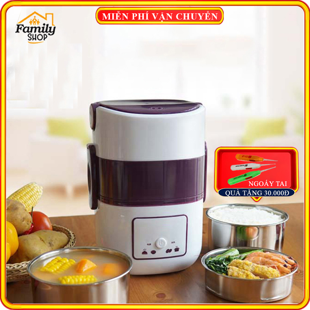 Cặp lồng giữ nhiệt 3 tầng- Hộp hâm nóng cơm, thức ăn cao cấp - Hộp cơm cắm điện 3 tầng chất liệu nhựa cao cấp và inox 304 an toàn cho sức khỏe, kích thước nhỏ gọn dễ mang theo.
