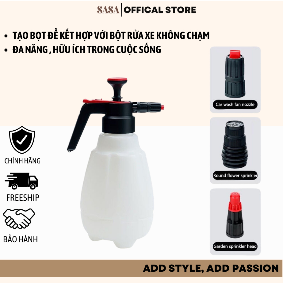 Bình tạo bọt tuyết rửa xe thế kỷ mới phun khỏe tạo bọt mịn có 3 hình thức phun
