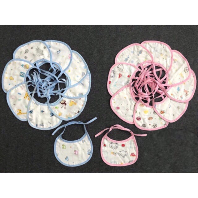 Yếm tròn fusi buộc dây chống thấm, cotton cho bé