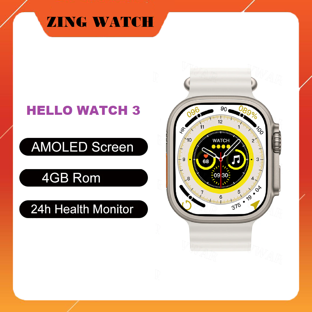 Đồng Hồ Thông Minh Hello Watch 3 Ultra - Bộ Nhớ 4Gb Tải Nhạc Mp3, Kết Nối Tai Nghe, Ghi Âm