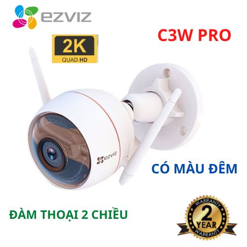 Camera ngoài trời Ezviz C3W, C3W Pro 2K có màu đêm, kết nối wifi, đàm thoại 2 chiều, chống nước - Hàng chính hãng