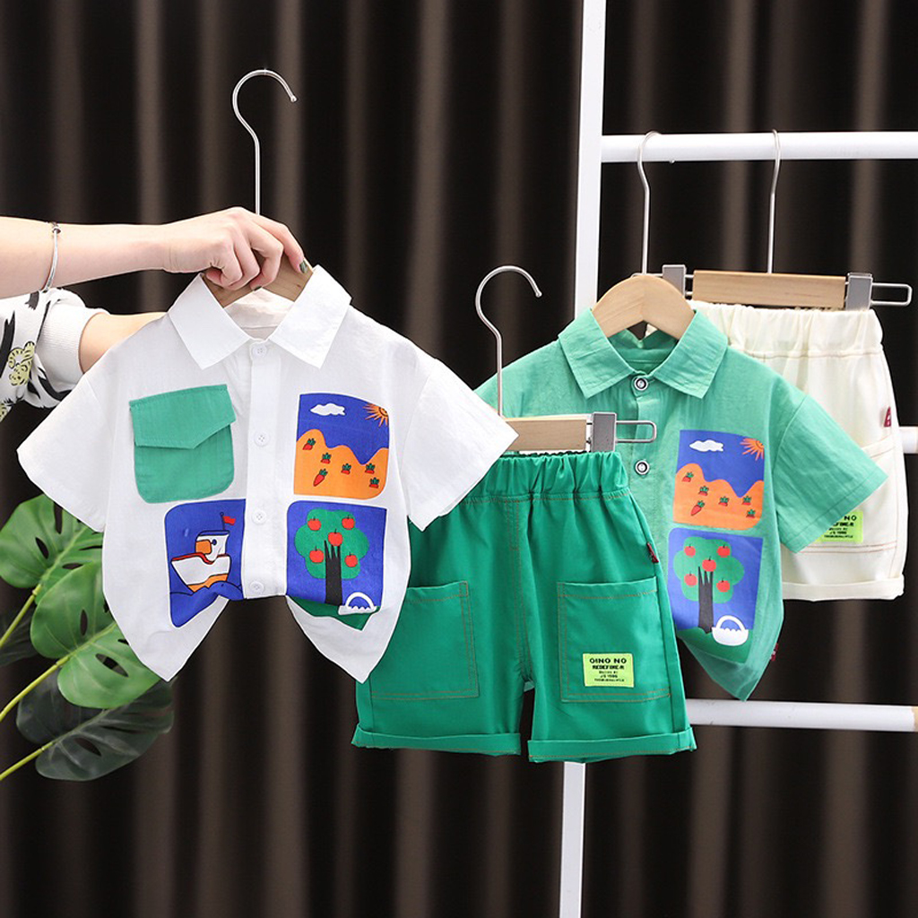 Bộ cộc tay sơ mi, bộ cộc tay cà rốt cho rốt chất lụa nhuyễn cho bé từ 8-23kg - lila kids