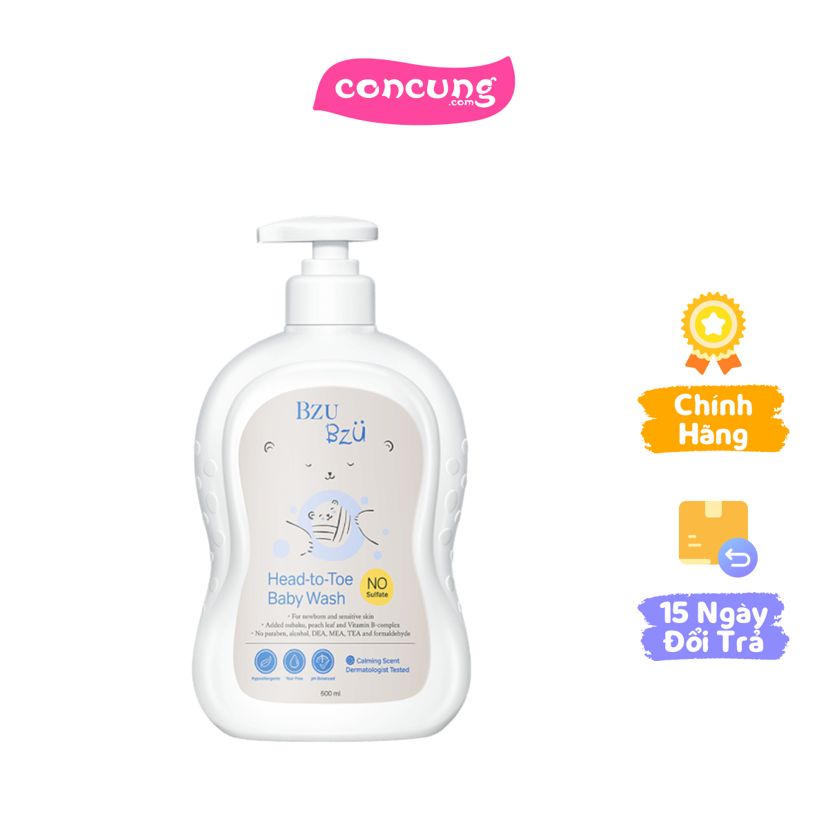 Sữa tắm gội toàn thân cho bé Bzu Bzu 600ml