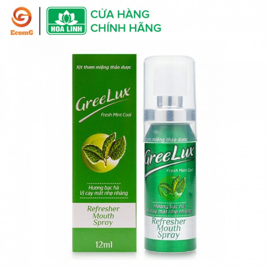 Xịt thơm miệng Greelux thảo dược bạc hà nhẹ nhàng (xanh lá) 12ml - GL1-01, giúp làm thơm miệng tức thì, khử mùi hôi miệng, mùi thức ăn,...mang lại cho bạn hơi thở thơm mát