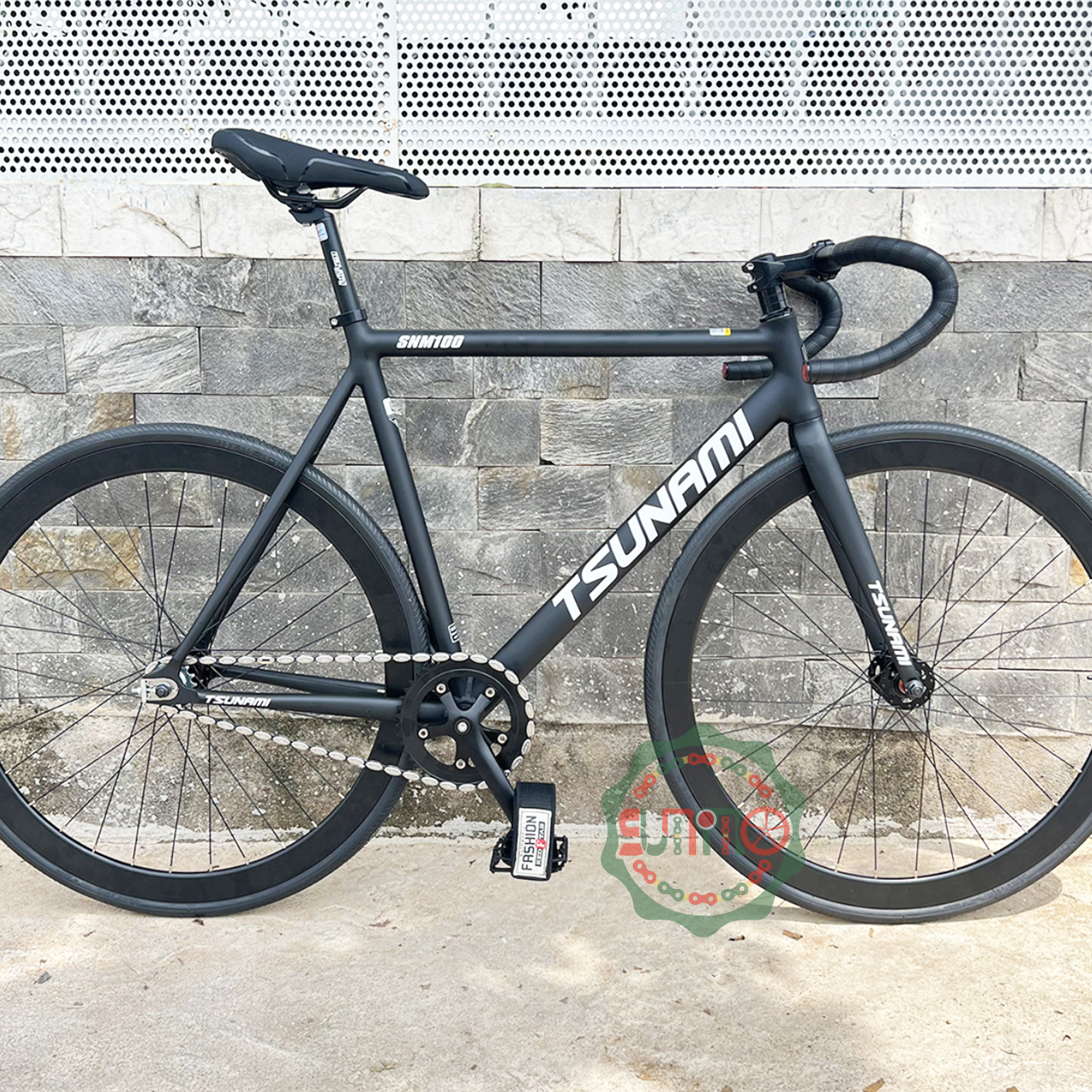 Xe đạp fixed gear tsunami snm100 cơ bản bánh 4cm - màu đen